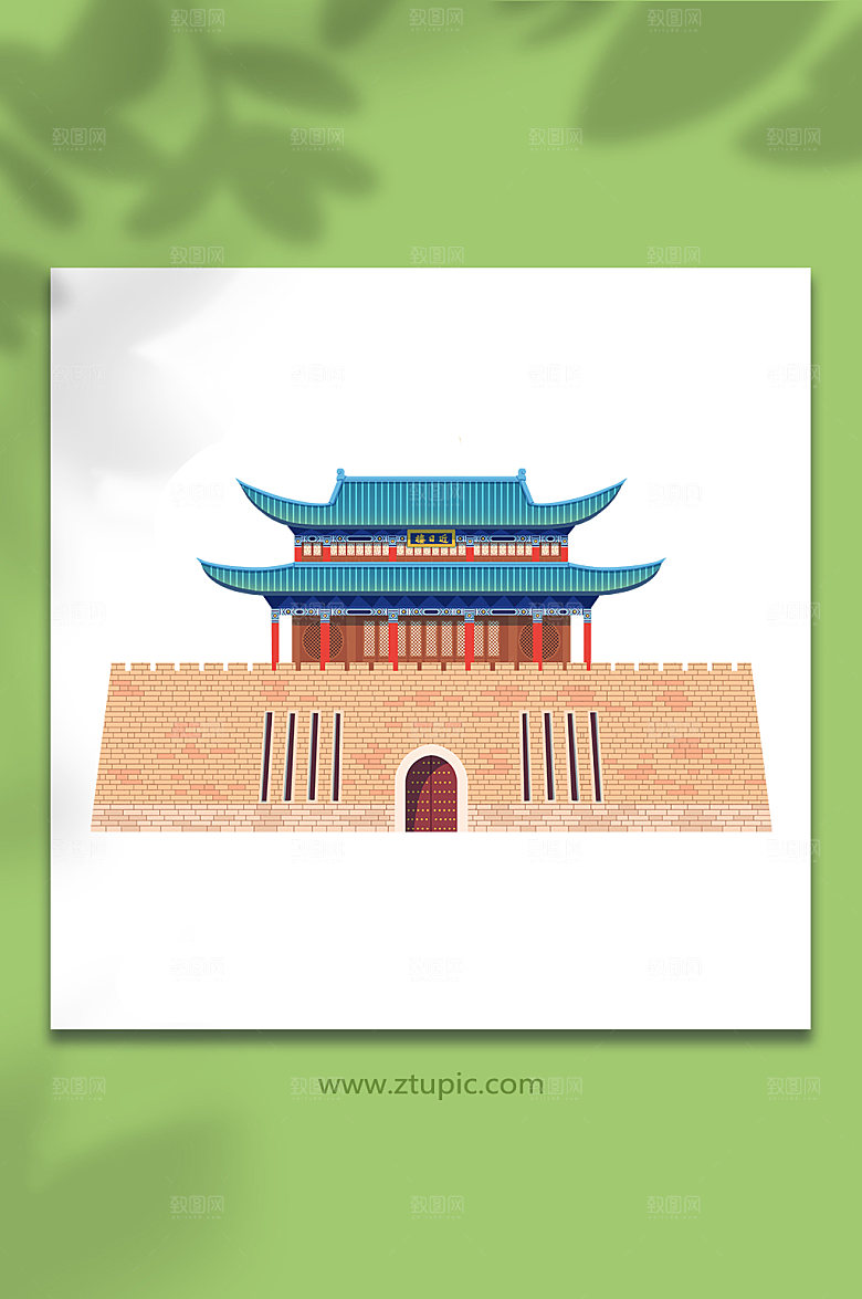 简约昆明近日楼建筑宣传插画元素