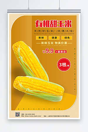 极简有机甜玉米促销海报设计