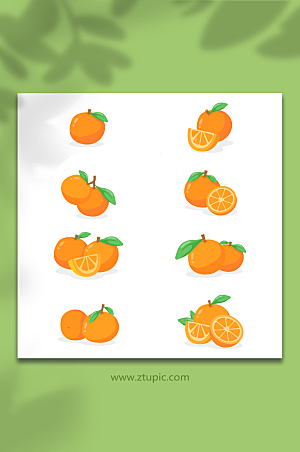 卡通冬季水果橘子插画素材