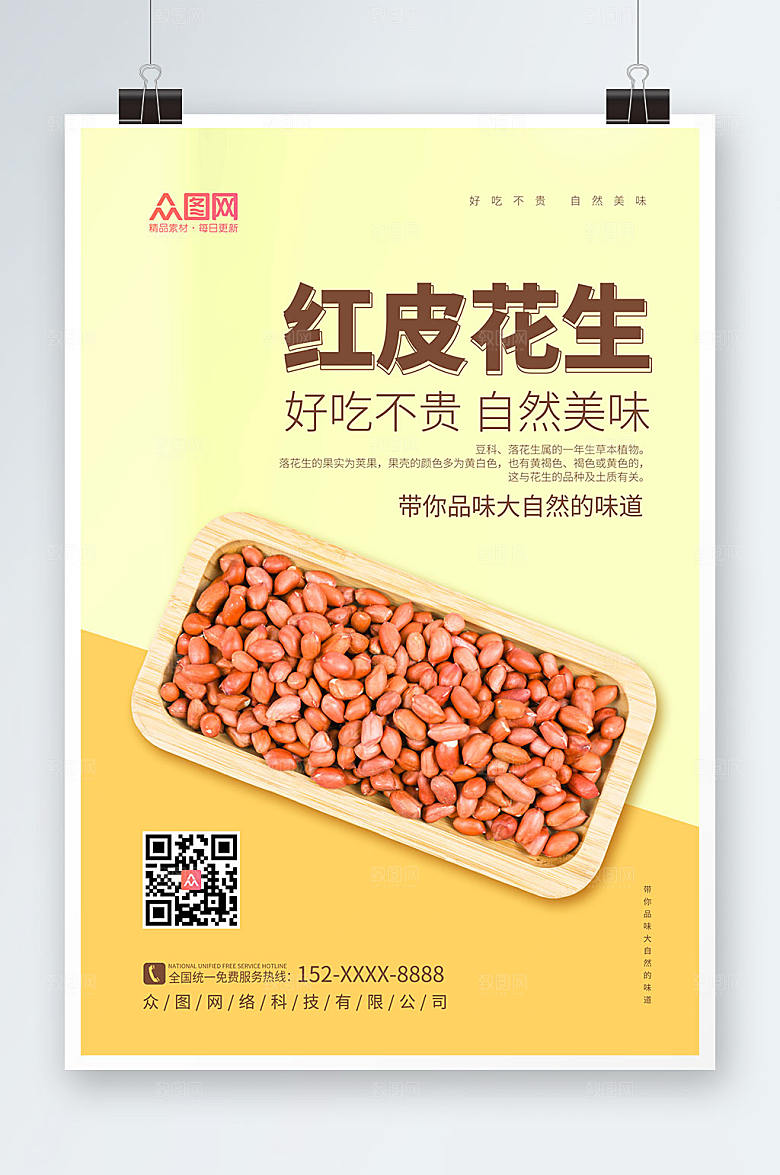 清新红皮花生宣传海报设计