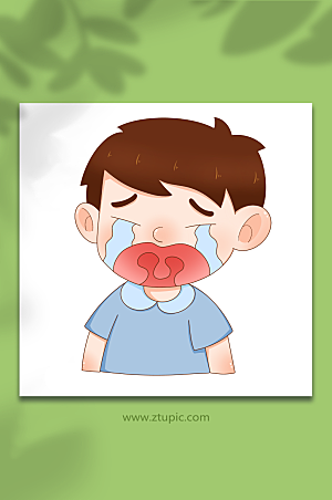 卡通咽喉肿痛预防感冒插画设计