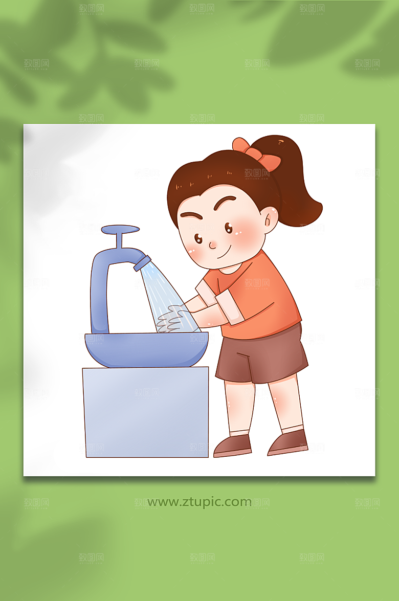 扁平勤洗手冬季预防感冒插画素材