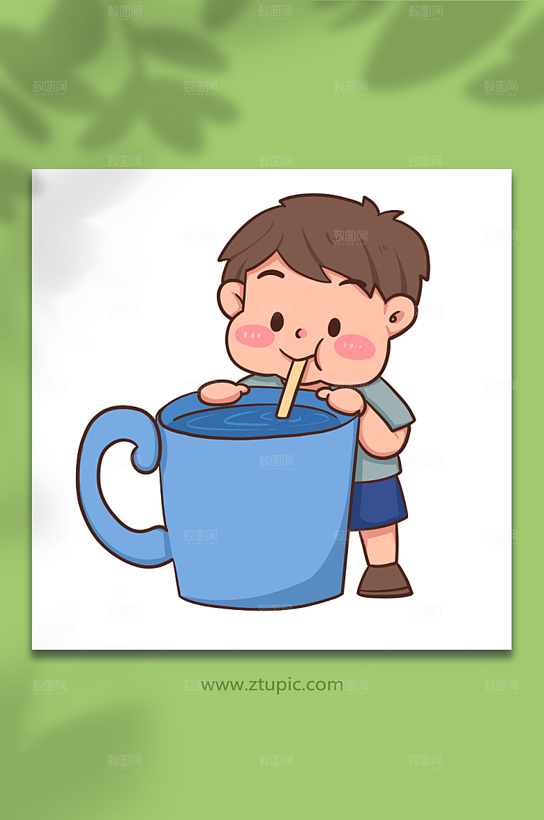 卡通多喝水预防感冒人物插画设计