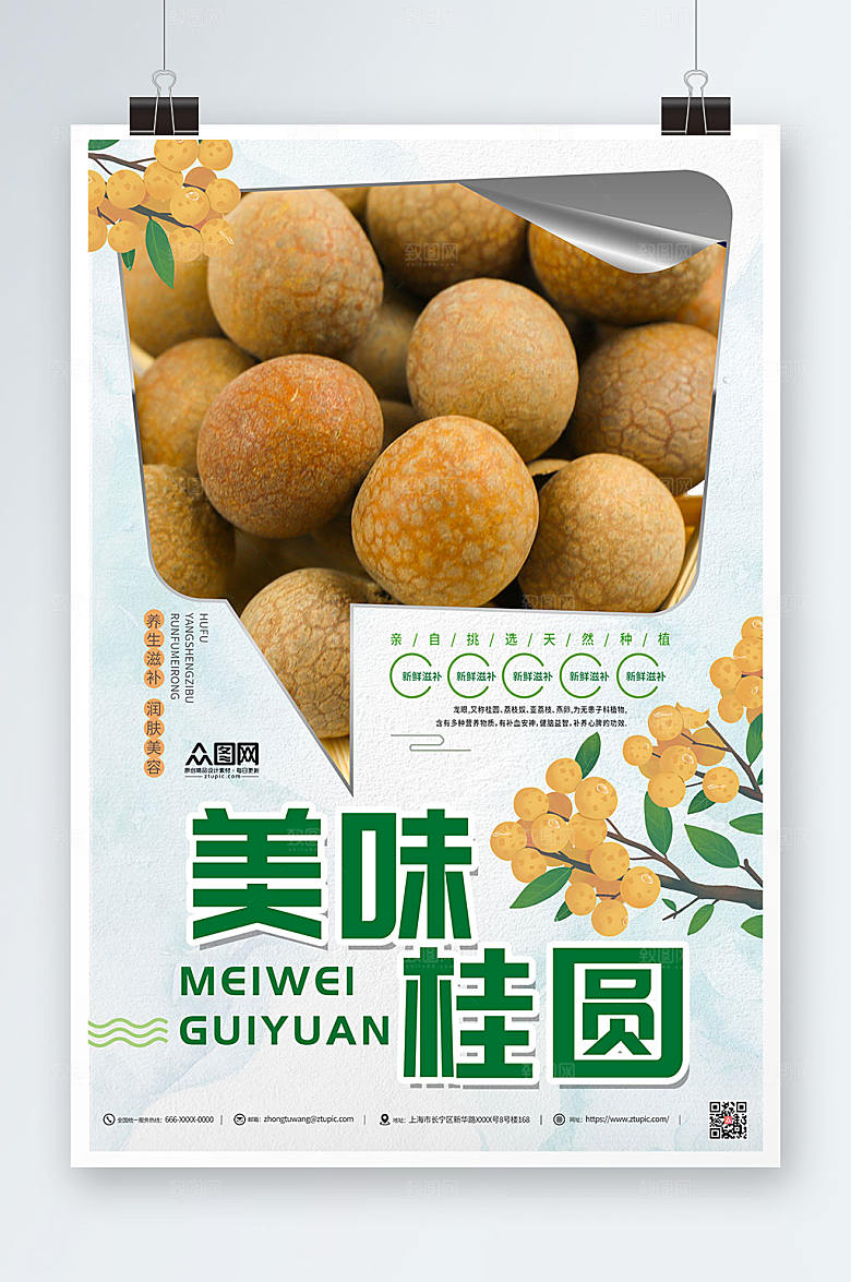 商务清新桂圆龙眼海报设计