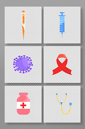 卡通红丝带医疗艾滋元素插画素材