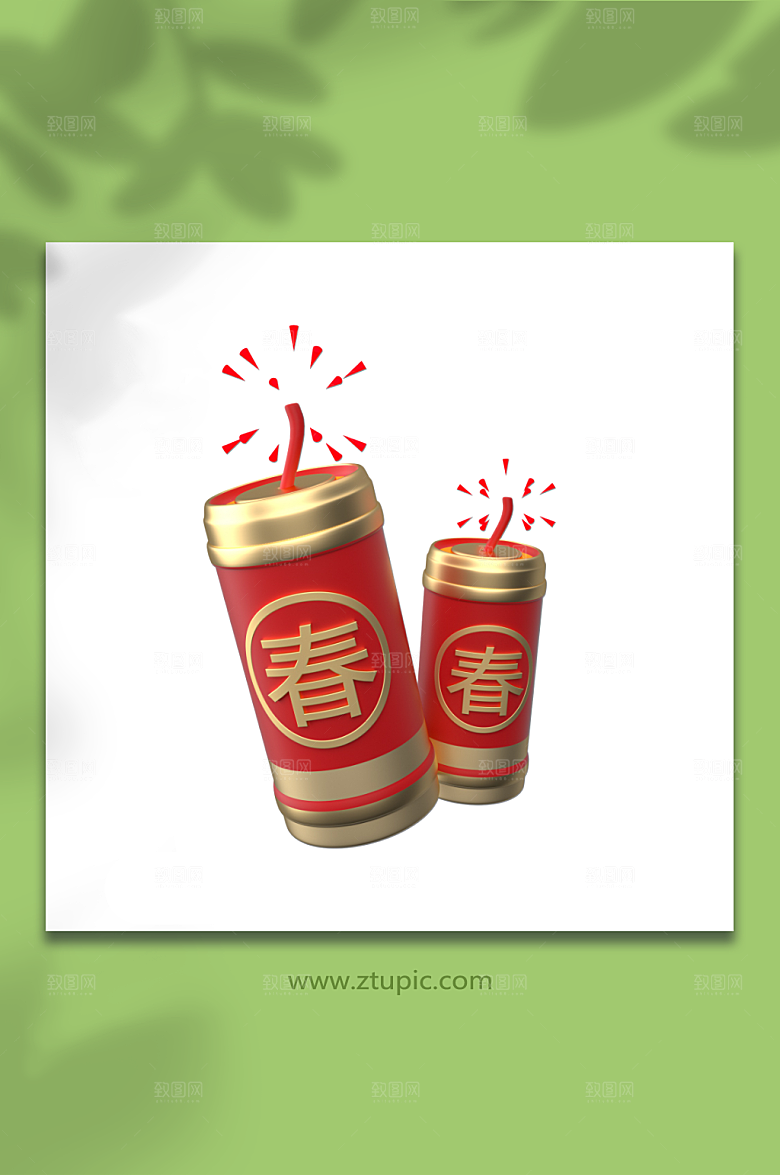高端新年新春鞭炮模型免抠素材