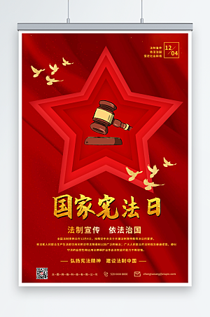 喜庆国家宪法日党建海报设计