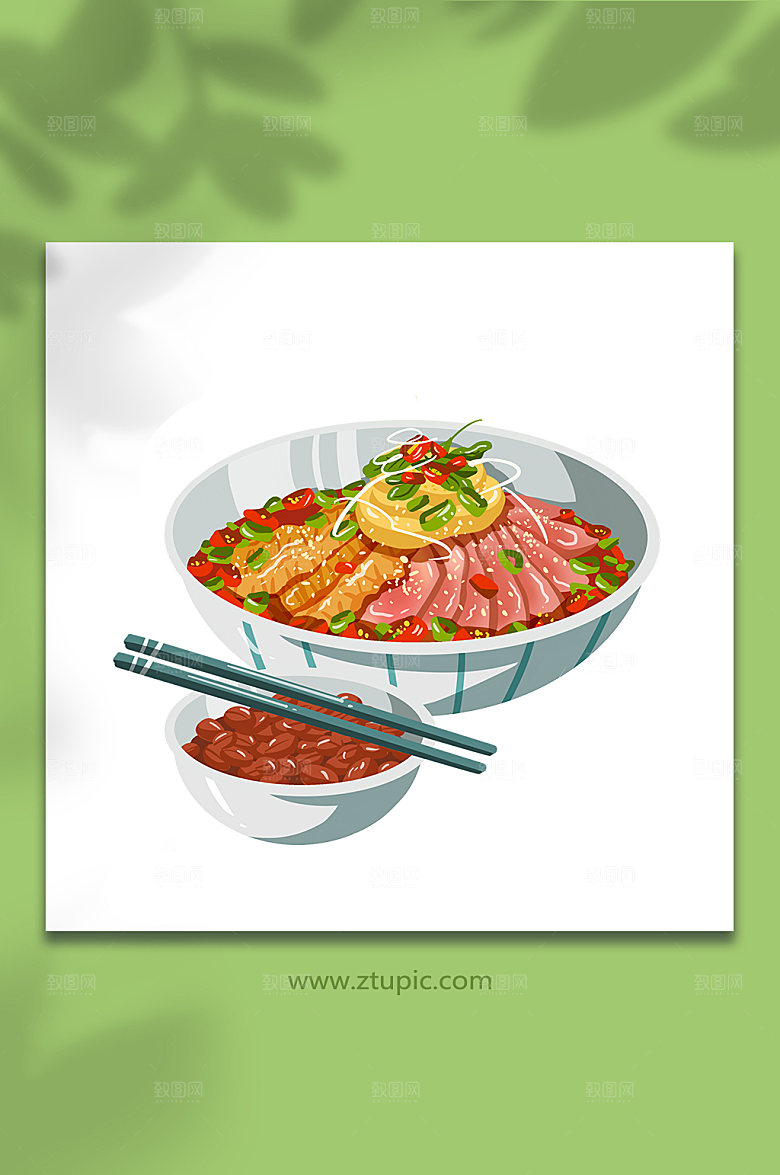 扁平夫妻肺片成都美食插画素材