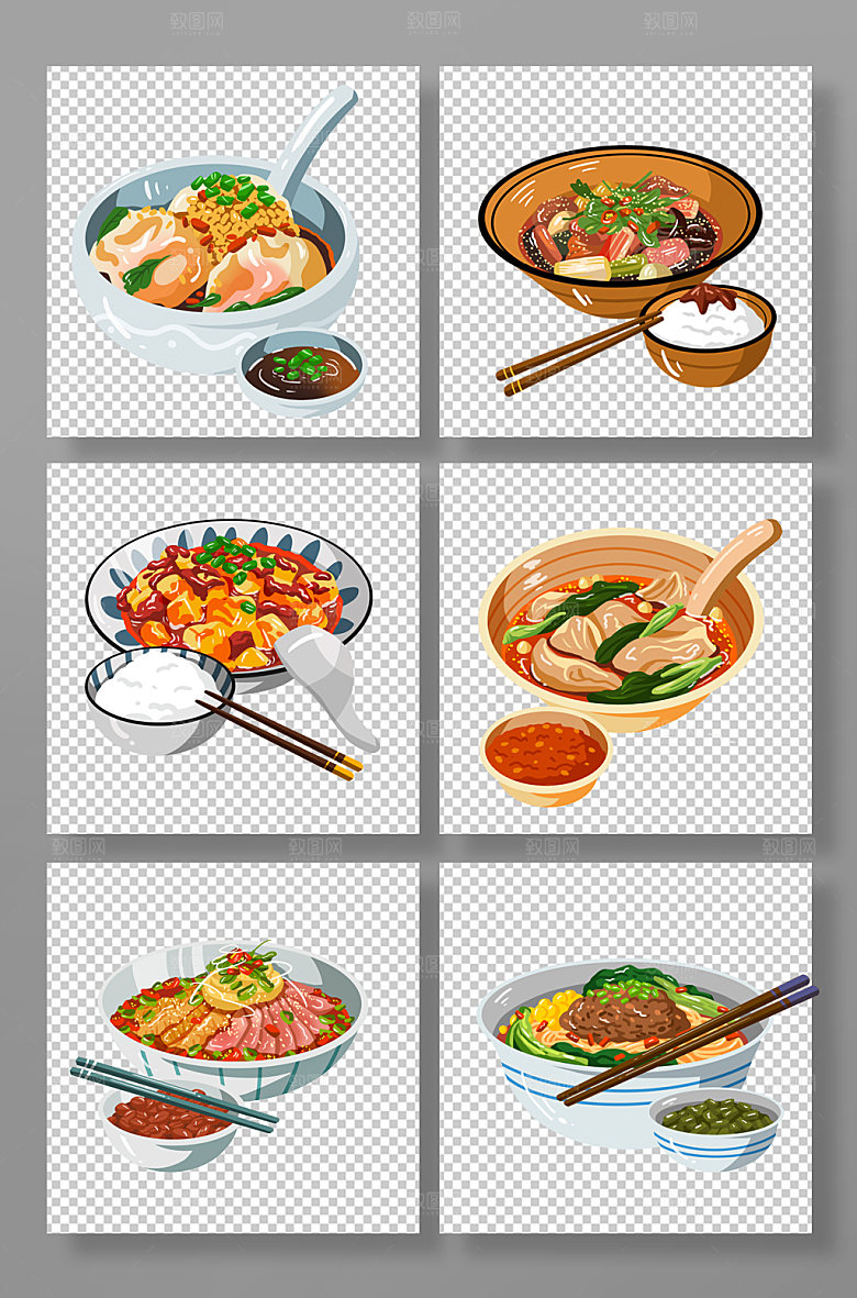 卡通成都特色美食插画设计