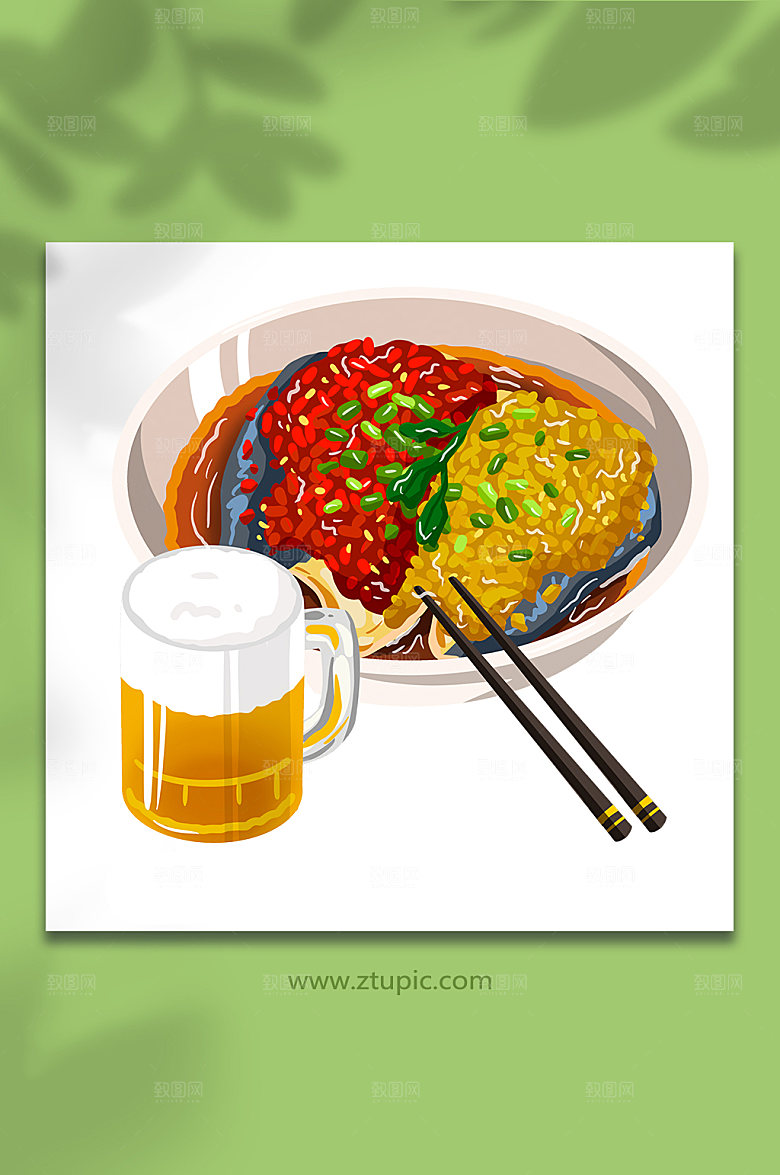 写实剁椒鱼头长沙美食插画设计