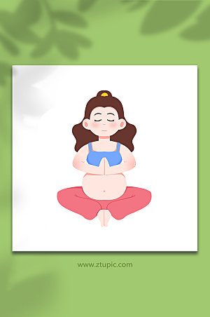 简约合十瑜伽孕妇人物元插画设计