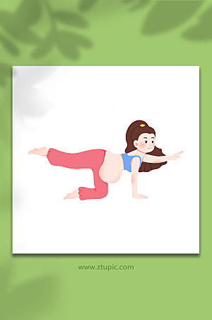 扁平平衡瑜伽孕妇人物插画素材