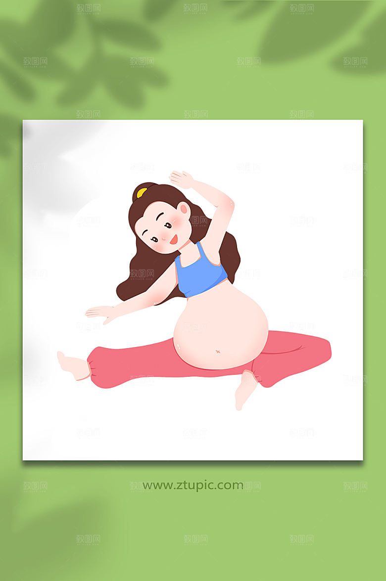 矢量右侧拉伸瑜伽孕妇插画设计