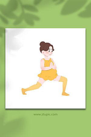 卡通弓腿时尚瑜伽孕妇插画设计