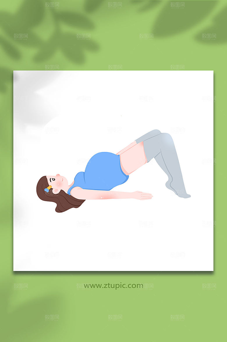 卡通坚持瑜伽卡通孕妇插画设计