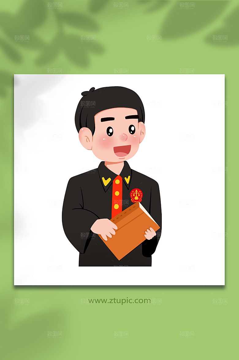 卡通法官检察官律师人物插画设计