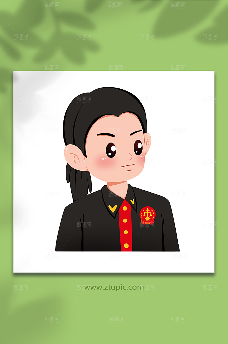 卡通女法官检察官律师插画设计