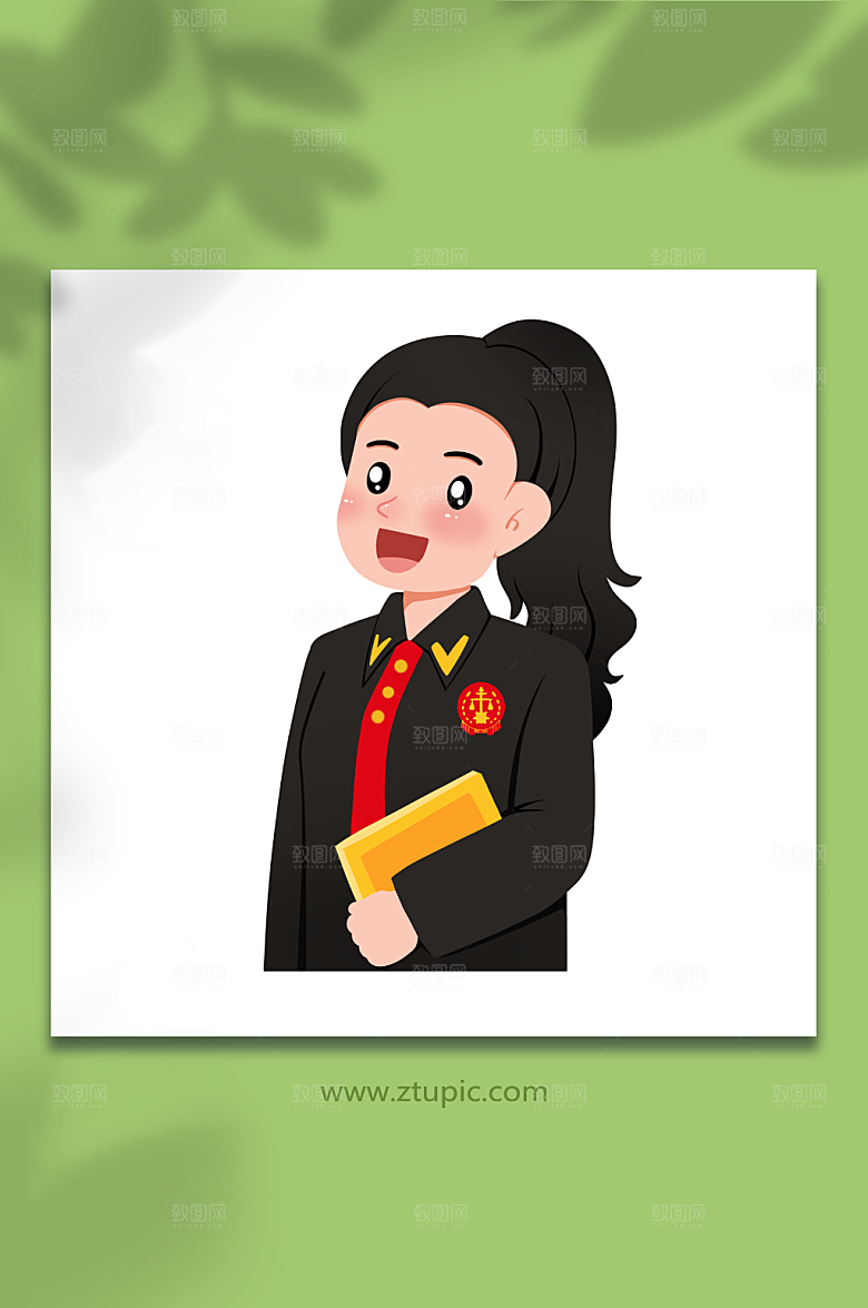 卡通女法官检察官律师插画设计