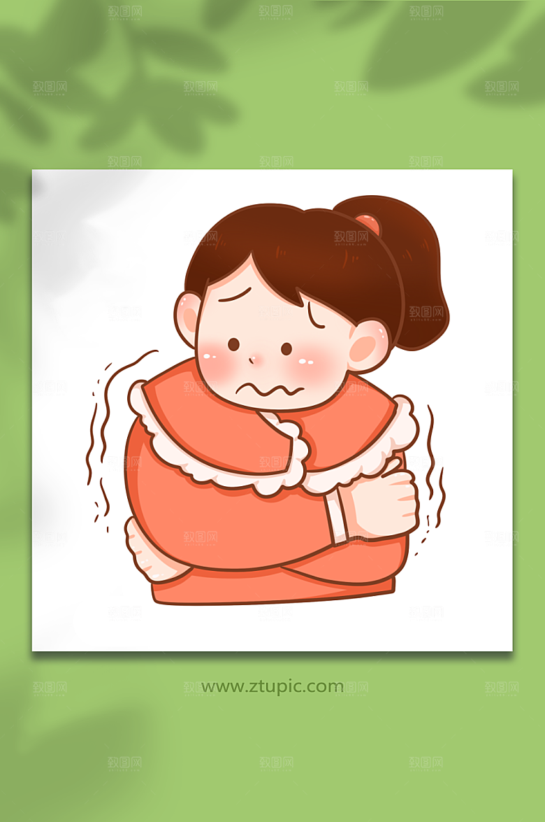卡通发抖冬季预防感冒插画素材