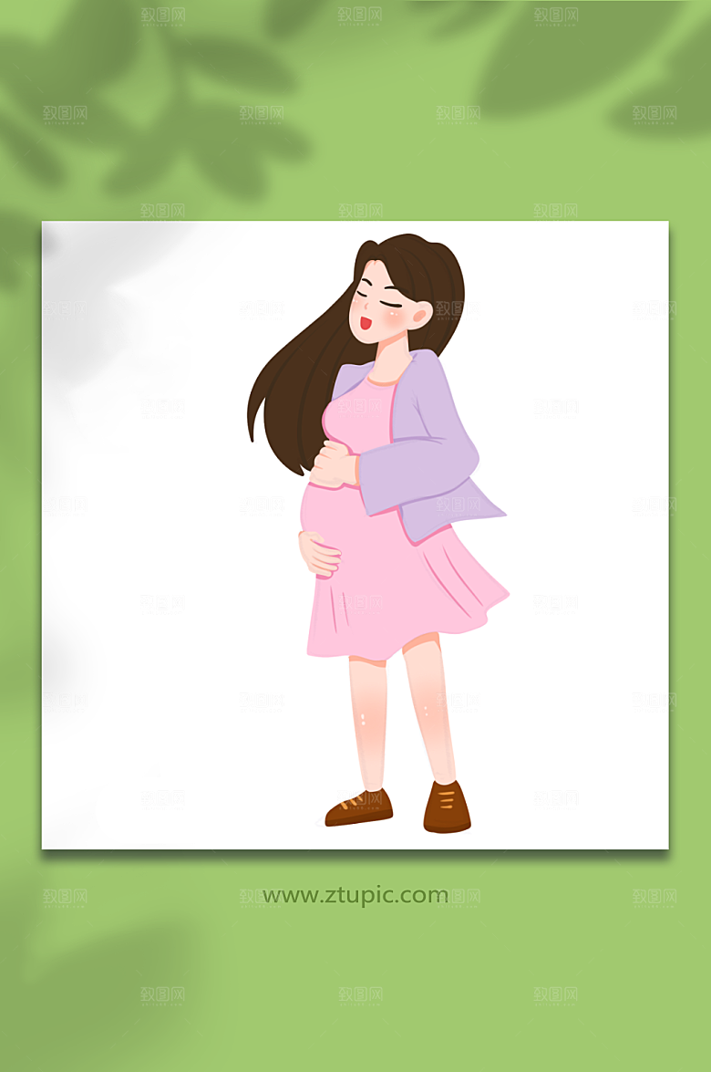 卡通美好愿望通孕妇人物插画设计