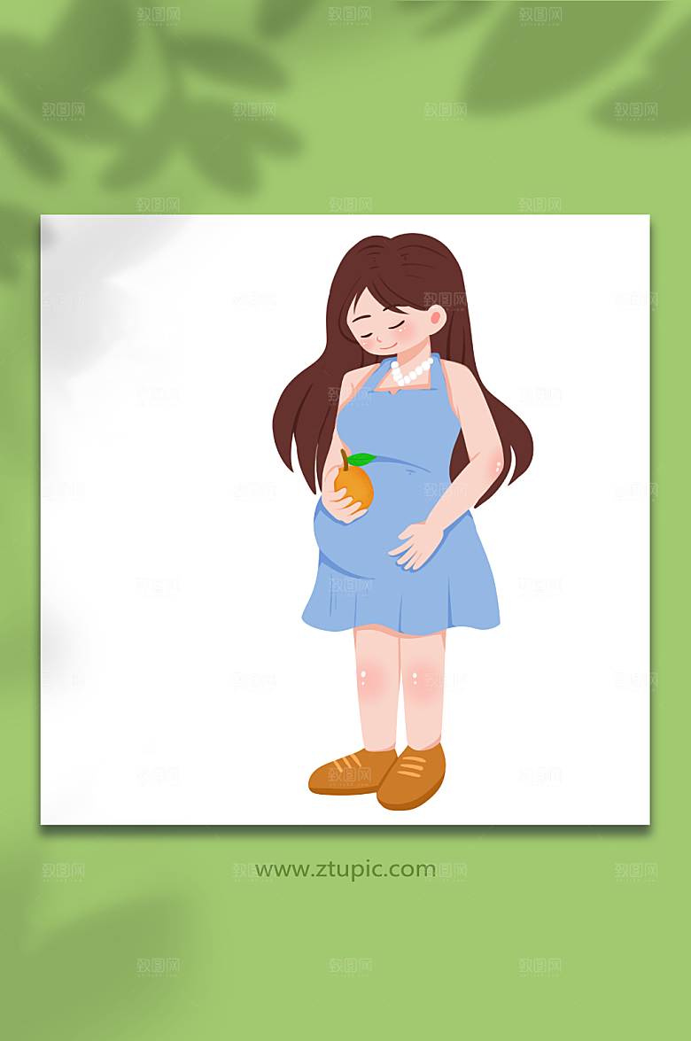 扁平水果孕妇人物元素插画设计