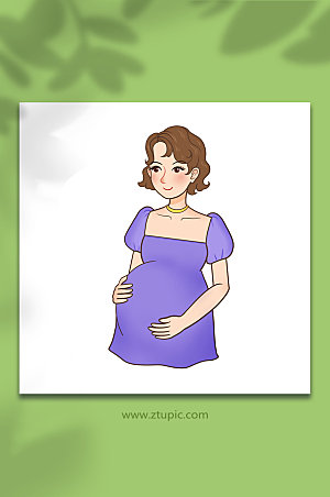 矢量孕妇人物元素插画设计