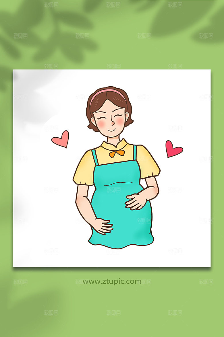 矢量人物孕期孕妇元素插画设计