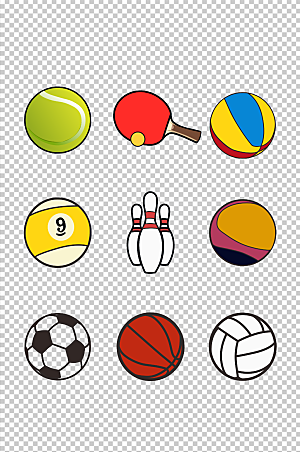 扁平橄榄球运动球类插画素材