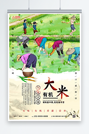 清新大米粮食海报设计