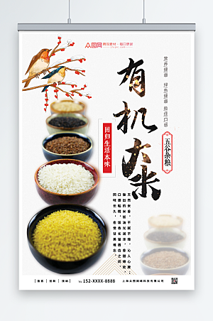 淡雅营养大米粮食海报设计