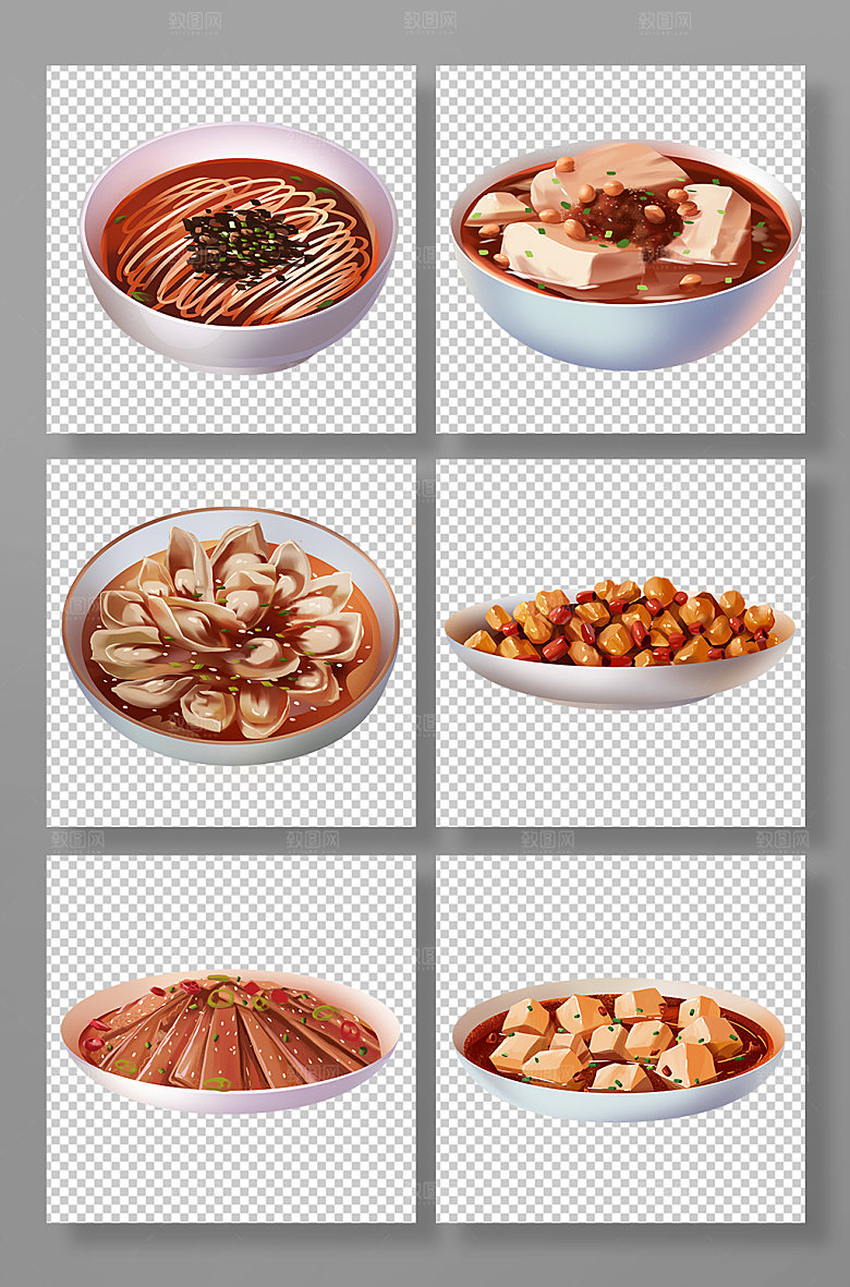 香辣一碗面特色美食插画元素