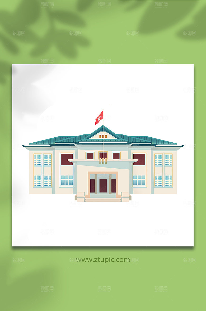 简约香港礼宾府建筑插画元素