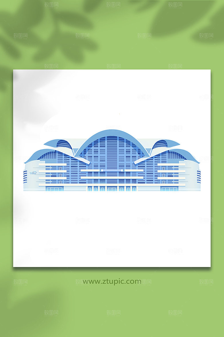 香港会议展览中心建筑元素插画