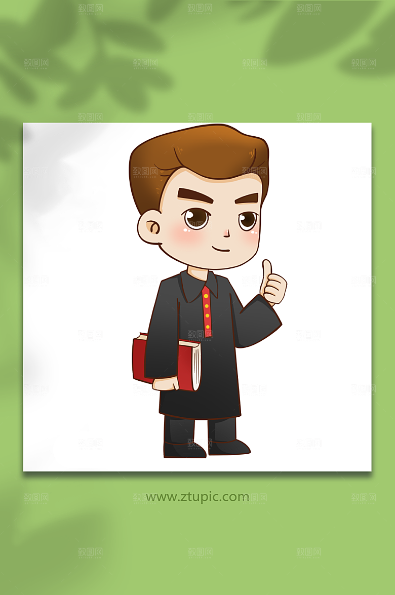 竖大拇指法官律师人物元素插画