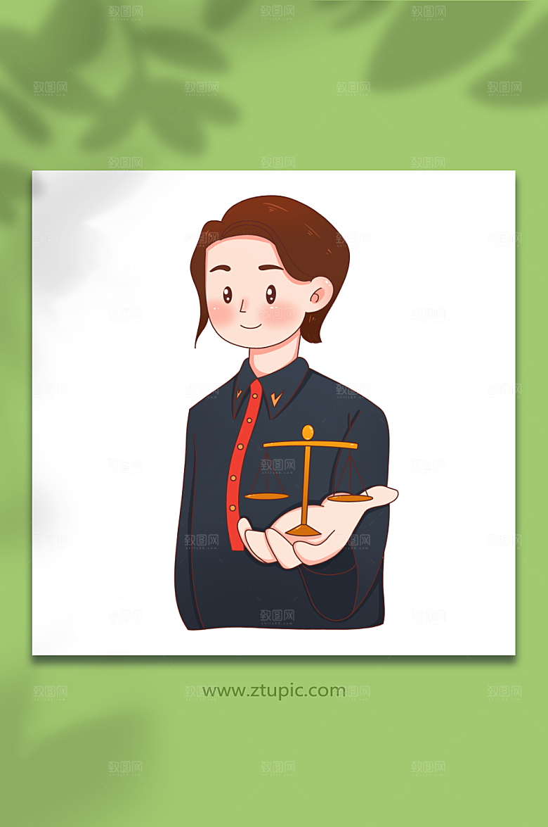 公平公正法官律师人物元素插画