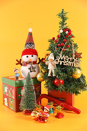 圣诞树圣诞节元素背景摄影图片