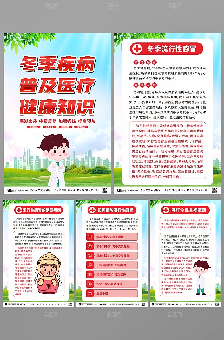 卡通医疗健康知识宣传系列海报