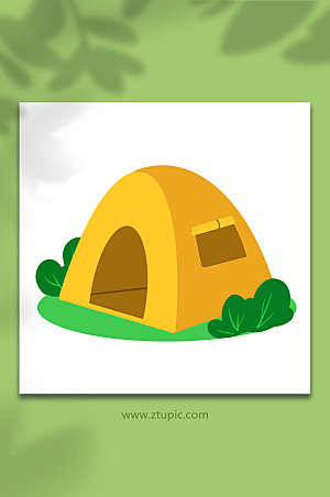 手绘户外露营物品帐篷元素插画