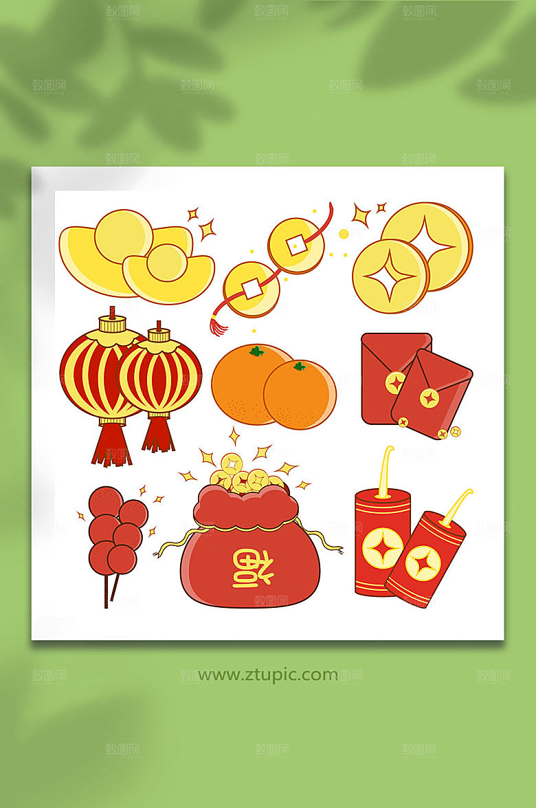 卡通新年春节吉祥元素插画