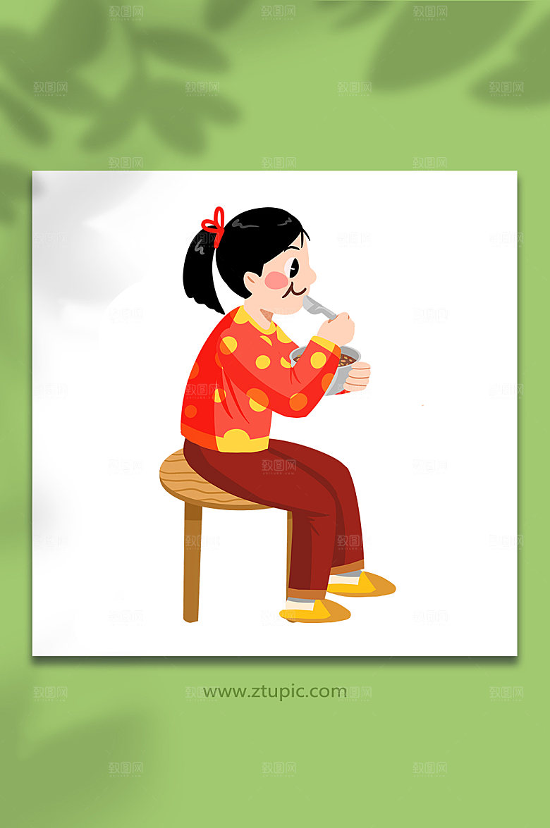 可爱腊八节人物插画免抠元素