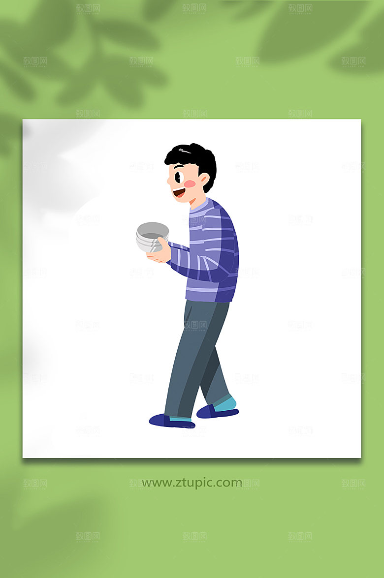 卡通腊八节人物插画免抠元素