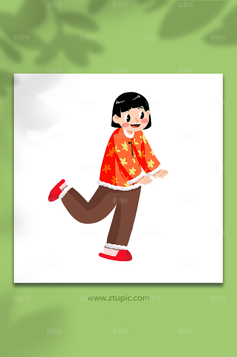卡通腊八节人物插画免抠元素
