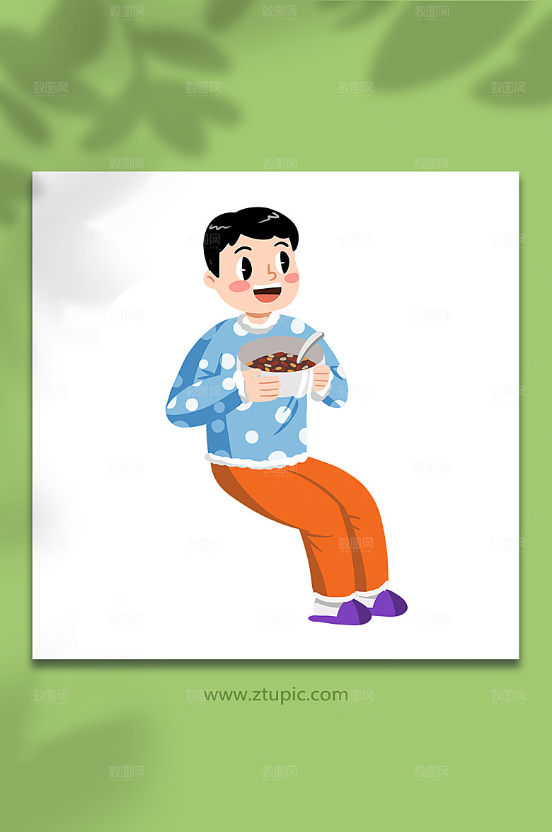 手绘腊八节人物插画免抠元素