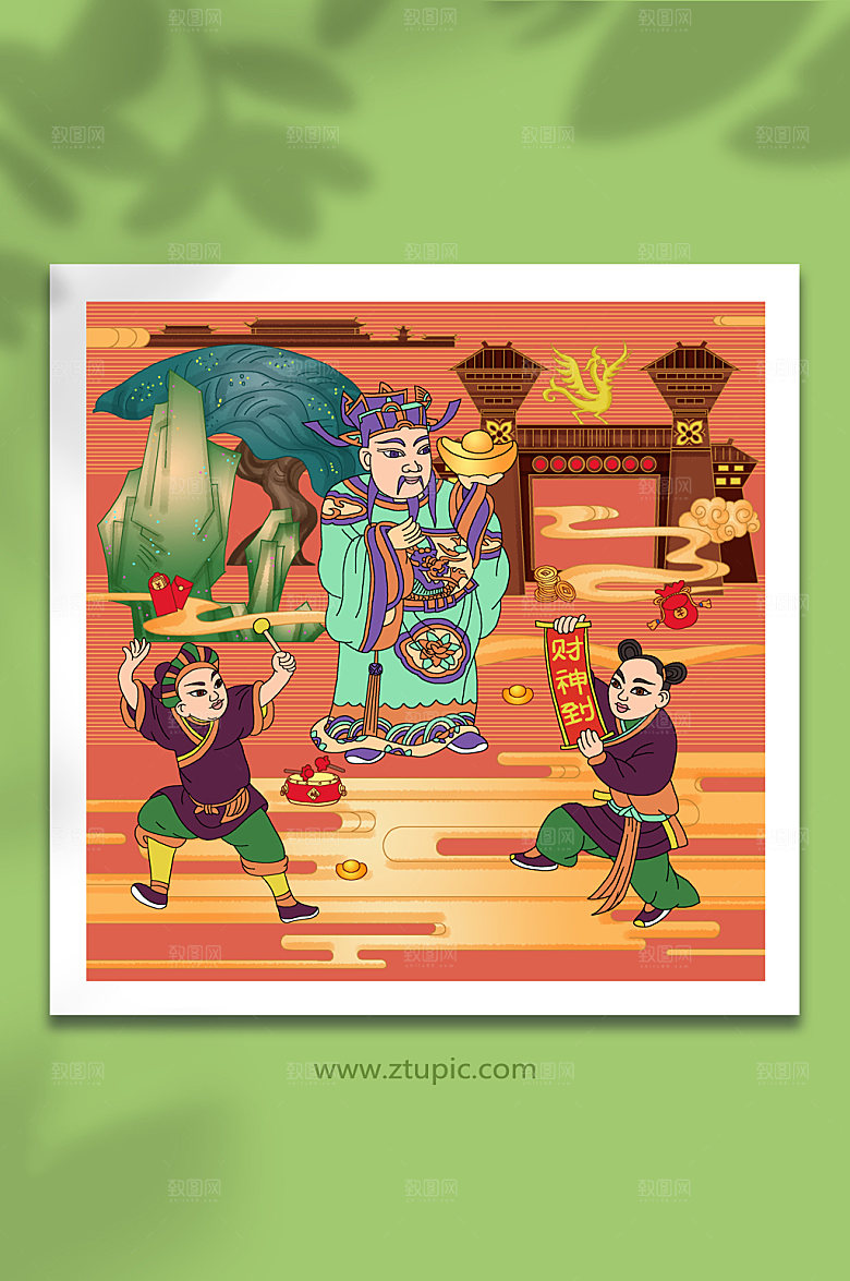 新年春节年俗人物兔年插画