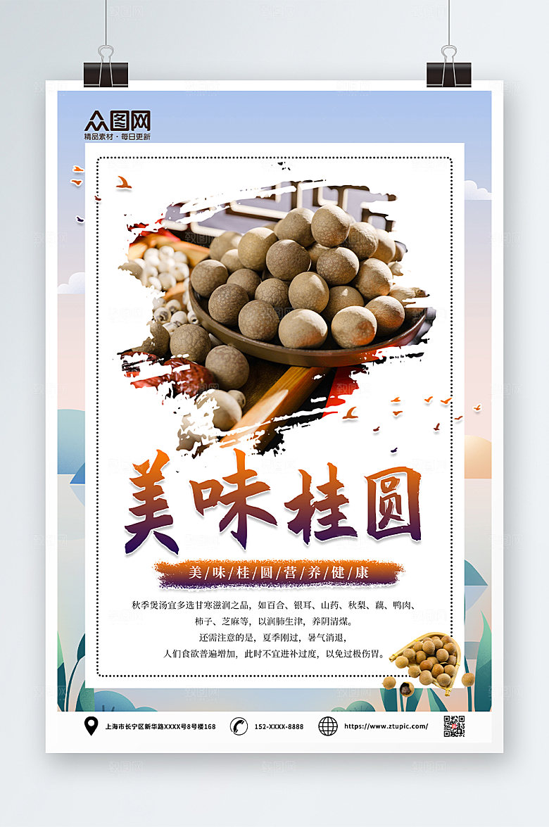 美味桂圆养生美食宣传海报