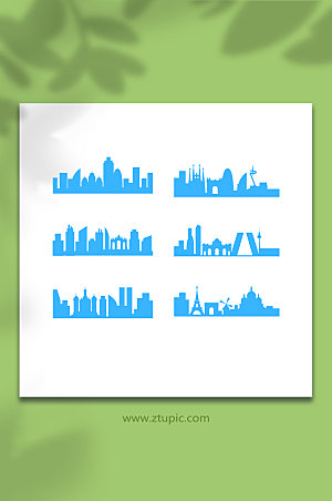 矢量图城市剪影插画元素