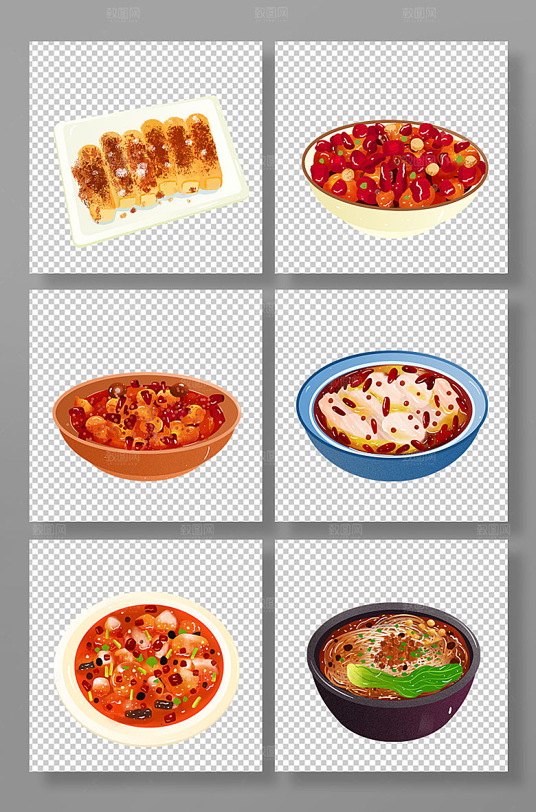 美味重庆特色美食元素插画