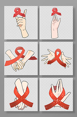 HIV红丝带艾滋元素插画