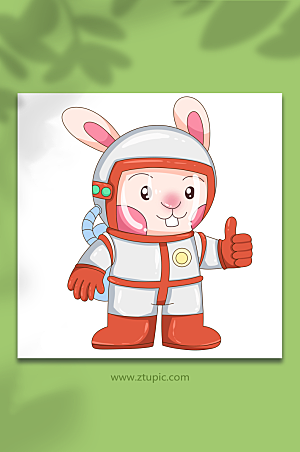 矢量点赞兔子宇航员兔年插画