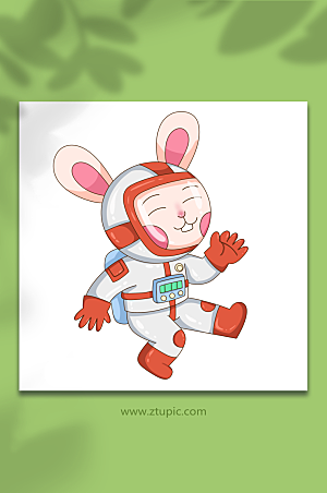 喜悦兔子宇航员兔年插画